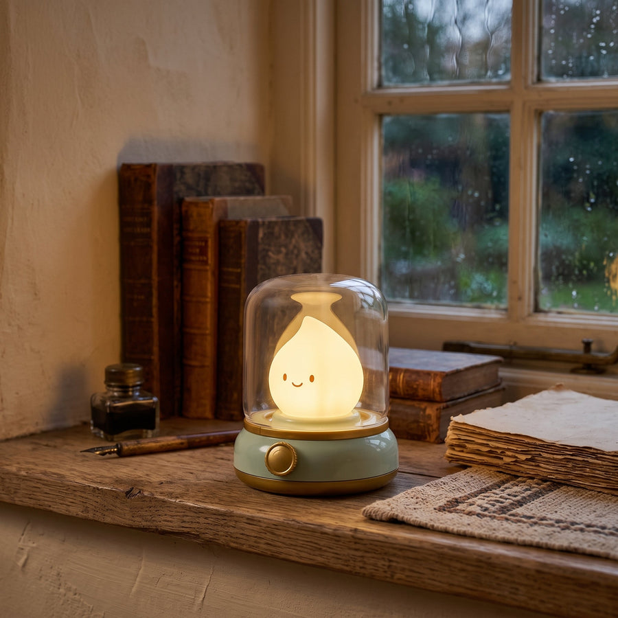 Rechargeable Flame Night Light with Touch Dimmer for Bedside Tables